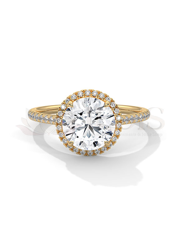 Elegant Round oldmine Halo Pave Diamond Engagement Ring